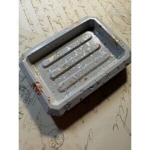 Handmade Soap Dish Cement Soap Holder Bathroom Kitchen Silver Gold Copper Flake